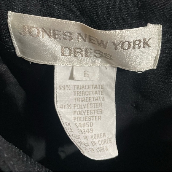 Jones New York Black A-Line Back Button Half Zip Pleated Detailing Dress Sz 6 - Picture 2 of 4
